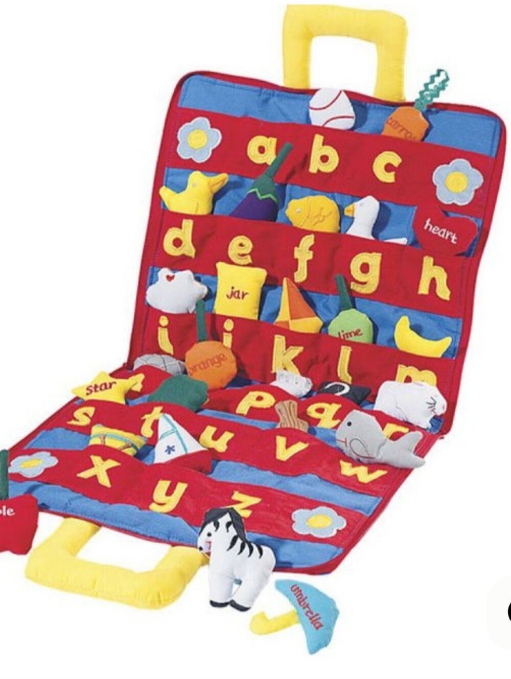 Kids Alphabet Pocket Playset - Red and Yellow Educational Toy / Quiet Book